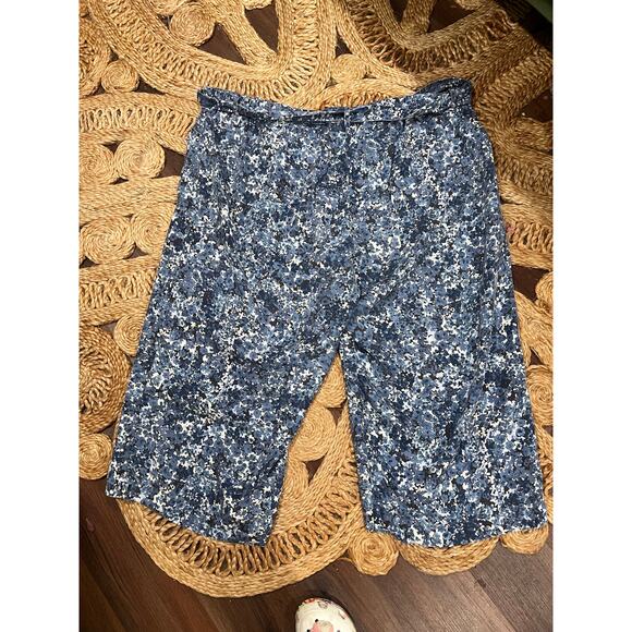J.Jill Women’s Cropped Belted Floral wide leg Pants Blue 4x - Picture 8 of 8